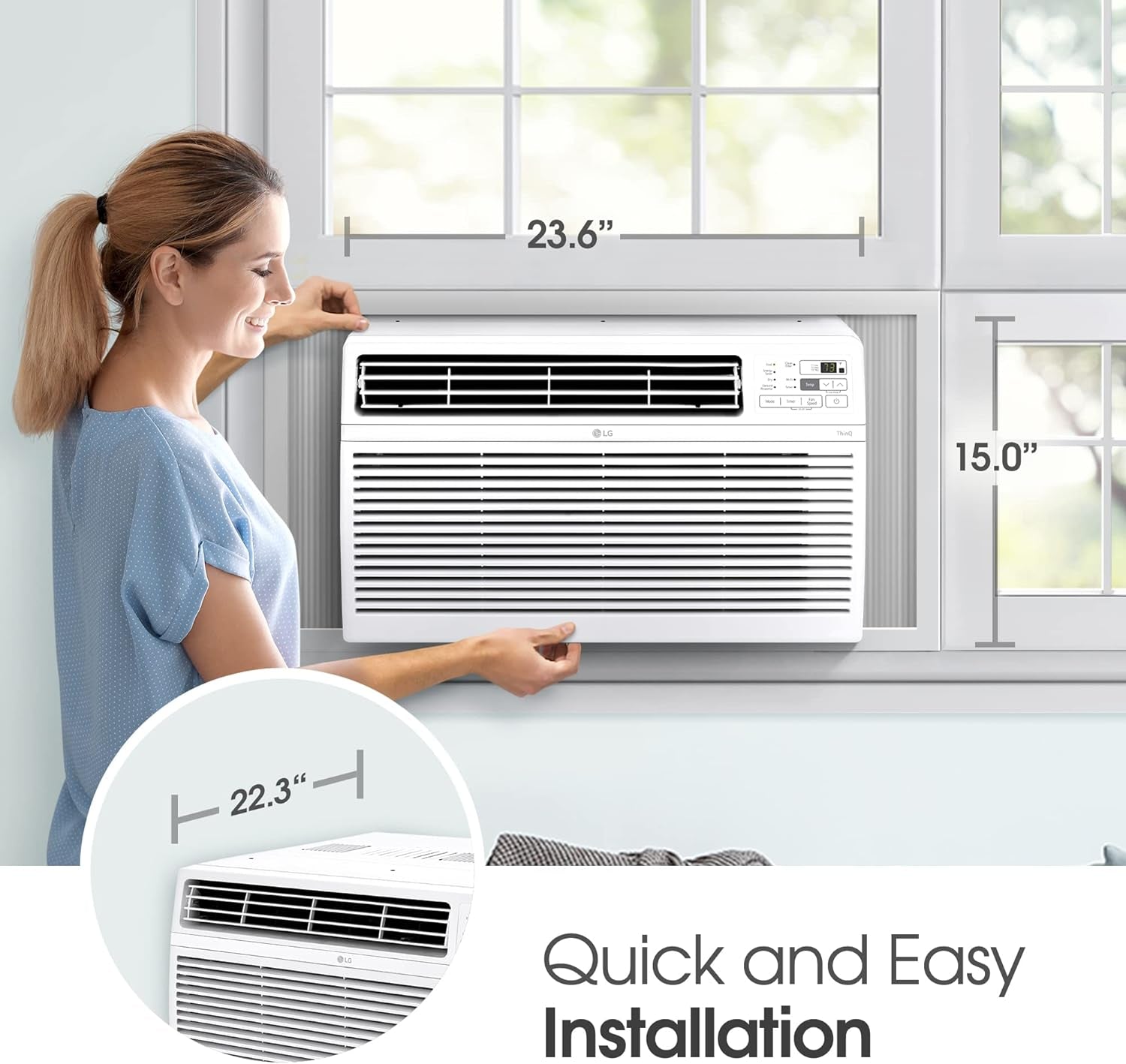 LG 14000 BTU Window Air Conditioners [2023 New] Remote Control Wifi Enabled App Ultra-Quiet Washable Filter Cools 800Sq.Ft for Large Room AC Unit Air Conditioner Easy Install White LW1521ERSM1