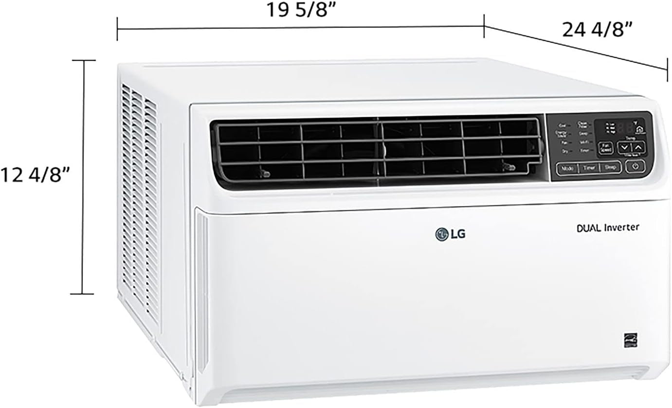 LG 10,000 BTU Smart Window Air Conditioner, 115V, Cools 450 Sq. Ft. for Bedroom, Living Room, Apartment, Dual Inverter, Quiet Operation, Energy Star, Works with LG Thinq, Amazon Alexa and Hey Google